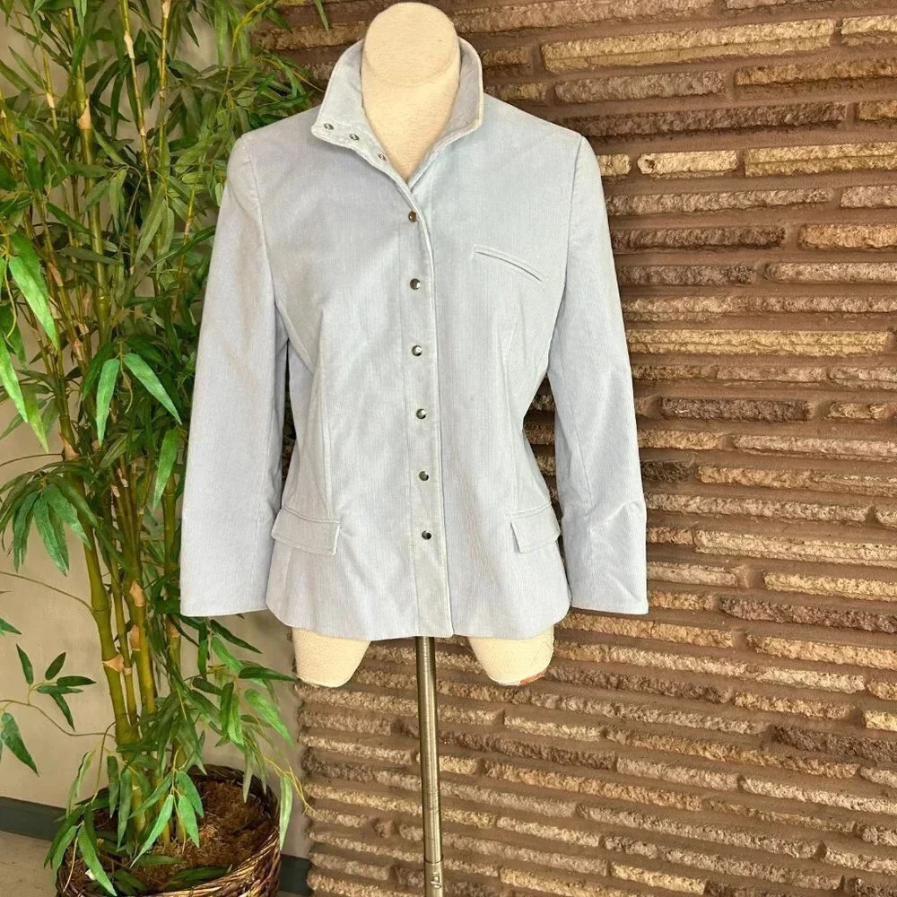 Carlisle Vintage Light Blue Stretch Cotton Corduroy Casual Jacket Size 10